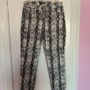 Snakeskin print denim pants